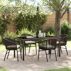 Garden Dining Set 5 pcs Brown Powder-Coated Steel
