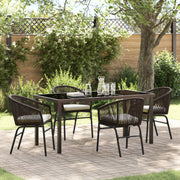 Tuinstoelenset 5-delig bruin gepoedercoat staal