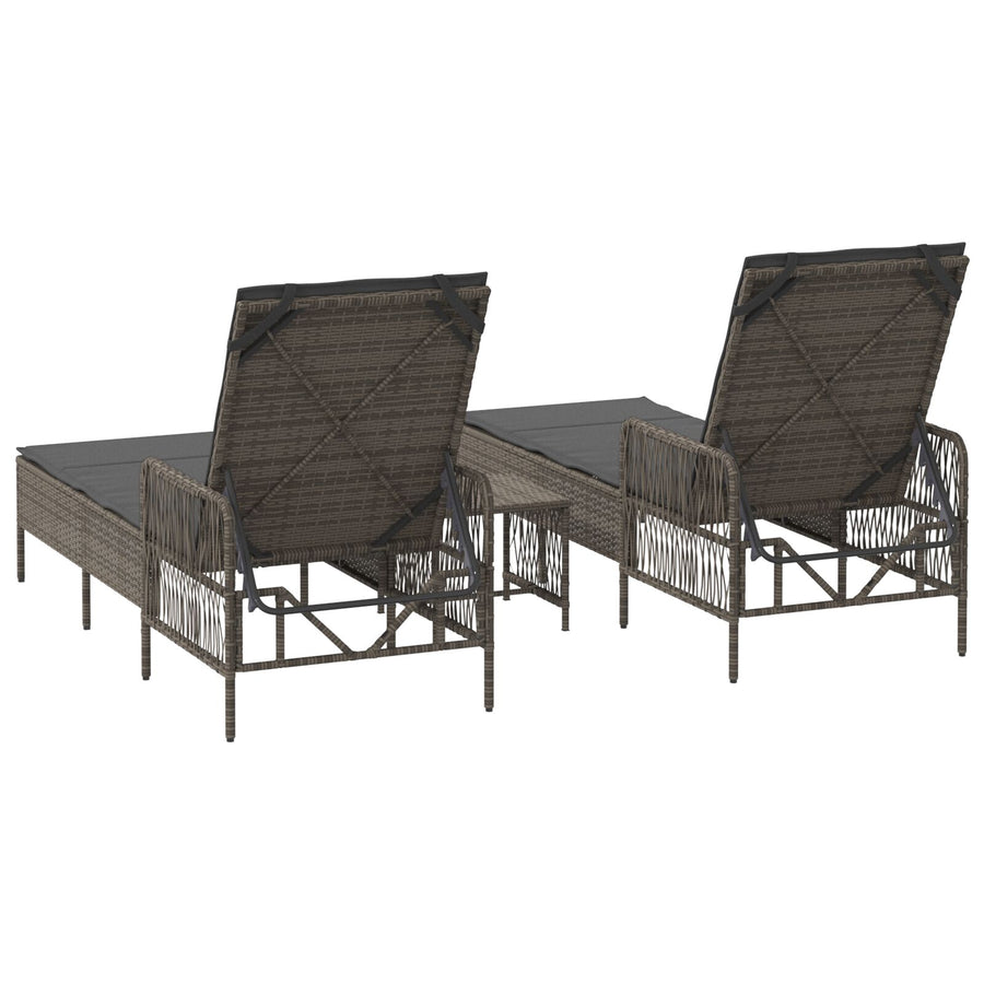 Zonnebank Set Set Van 3 Grijs En Donkergrijs Pe Rattan