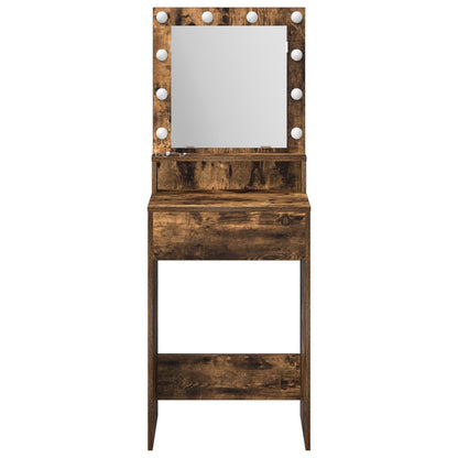 Kaptafel Met Led-Verlichting - - Gerookt eiken 50 x 41 x 135 cm