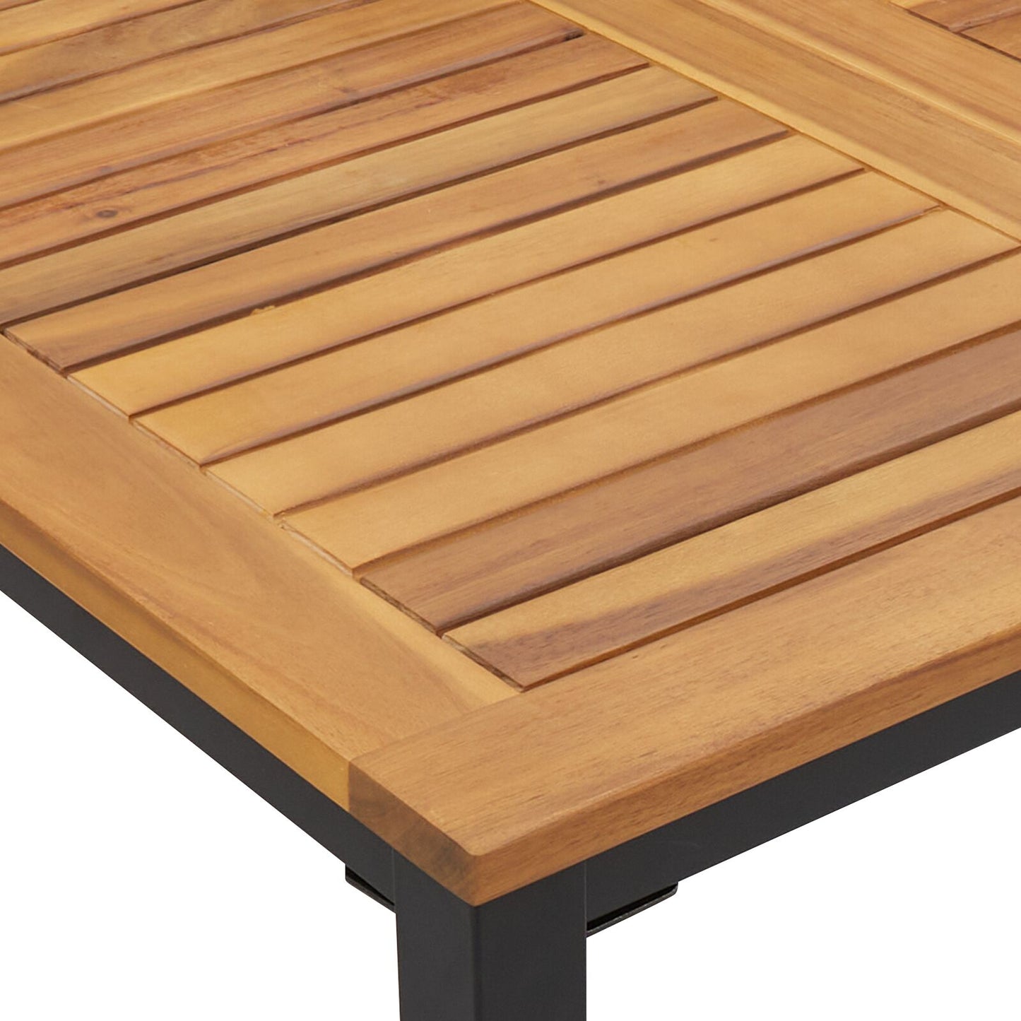 Tuin Tafel Massief Acaciahout En Metaal 150 x 90 x 75 cm Natuurlijk en zwart