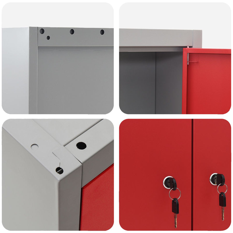 Gereedschapskast Muurbevestiging 100X20X55 Cm Staal 100 cm Rood en grijs Wandkast