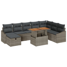 9-Delige Tuin Sofa Set Met Kussens Grijs Poly Rattan Wit