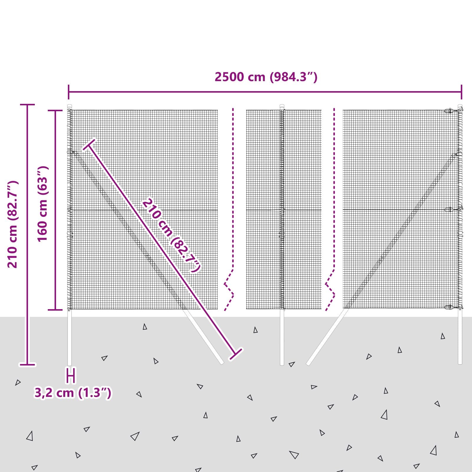 Gelast Draadhekje Met 13 Posts 1.6X25 M Gegalvaniseerd Staal Gegalvaniseerd Staal