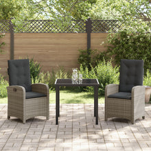 3-Delige Tuin Eetset Met Kussens Grijs Poly Rattan