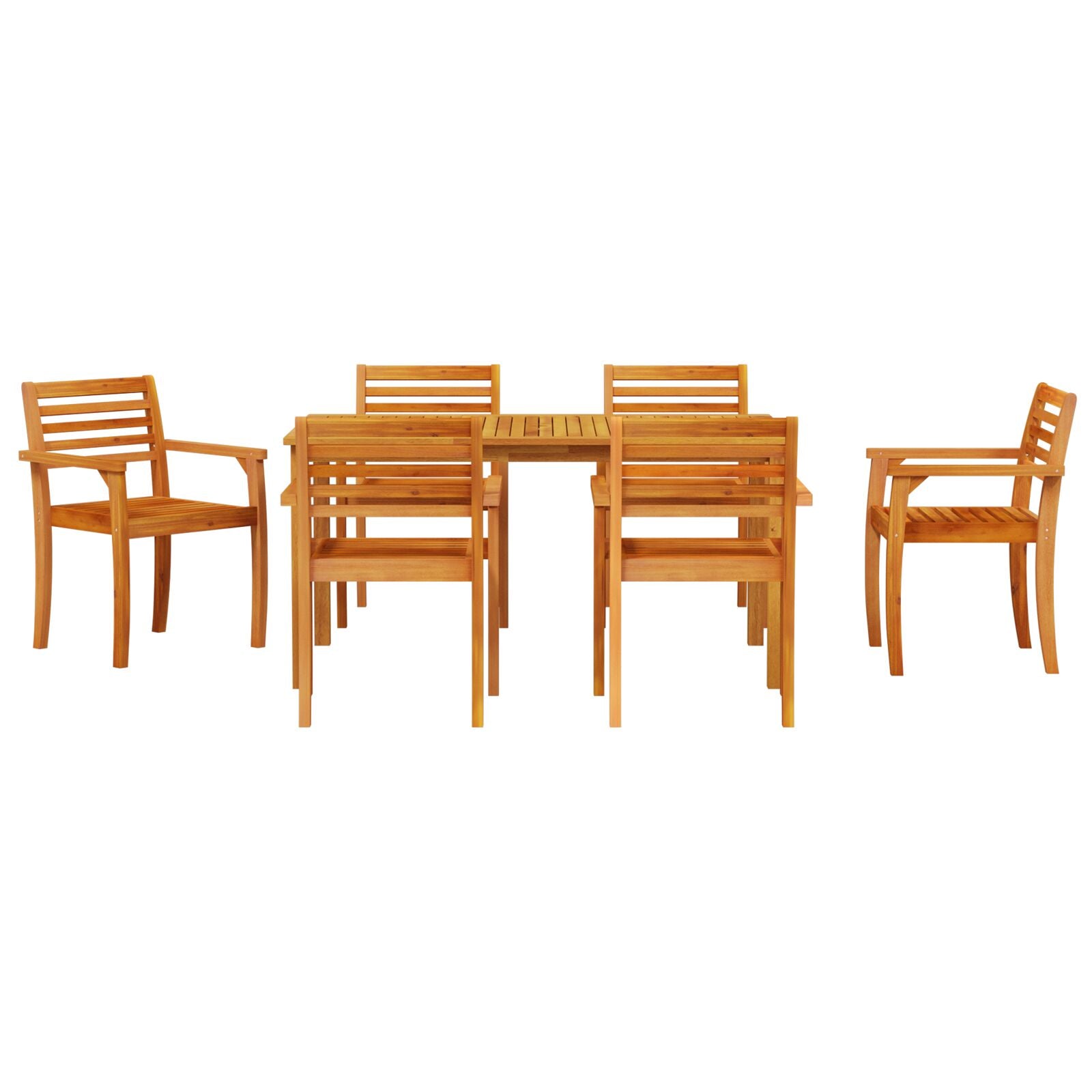 7-Delige Tuin Eetset Van Massief Acaciahout 6-Persoons 150 cm tafel lengte
