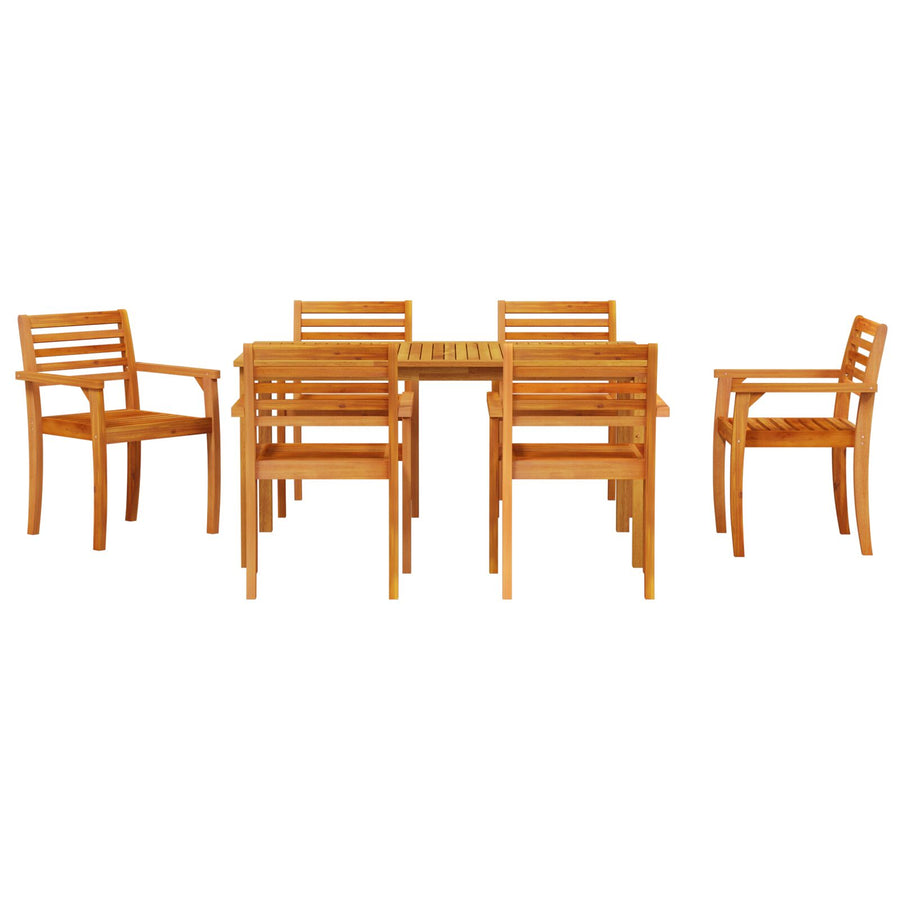 7-Delige Tuin Eetset Van Massief Acaciahout 6-Persoons 150 cm tafel lengte