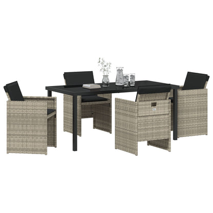 5-Delige Tuin Eetset Met Kussens Lichtgrijs Poly Rattan
