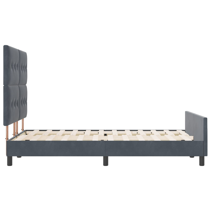 Donkergrijze Velours Bedombouw 140X190 Cm Crème