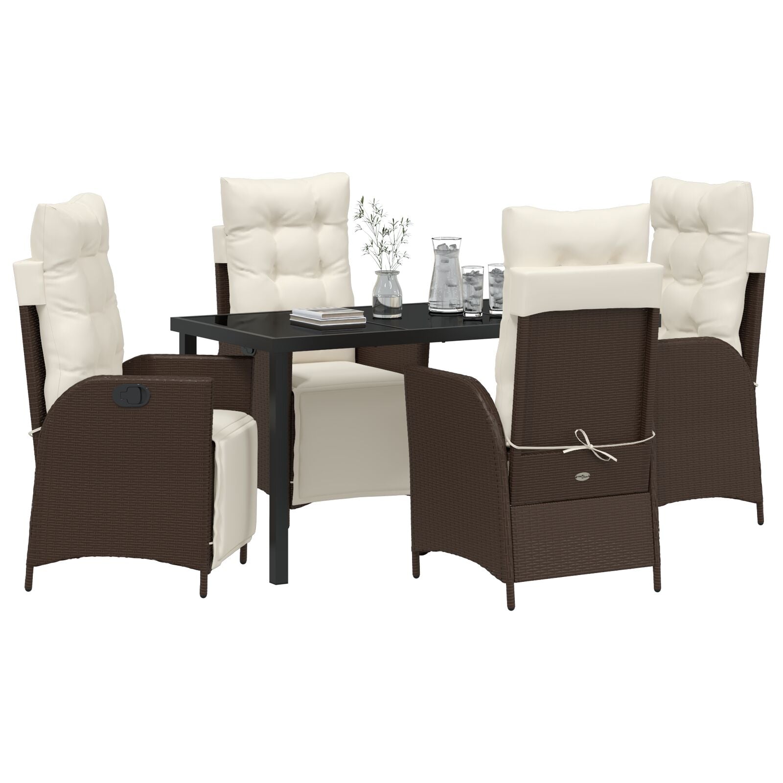 5-Delige Tuin Eetset Bruine Poly Rattan