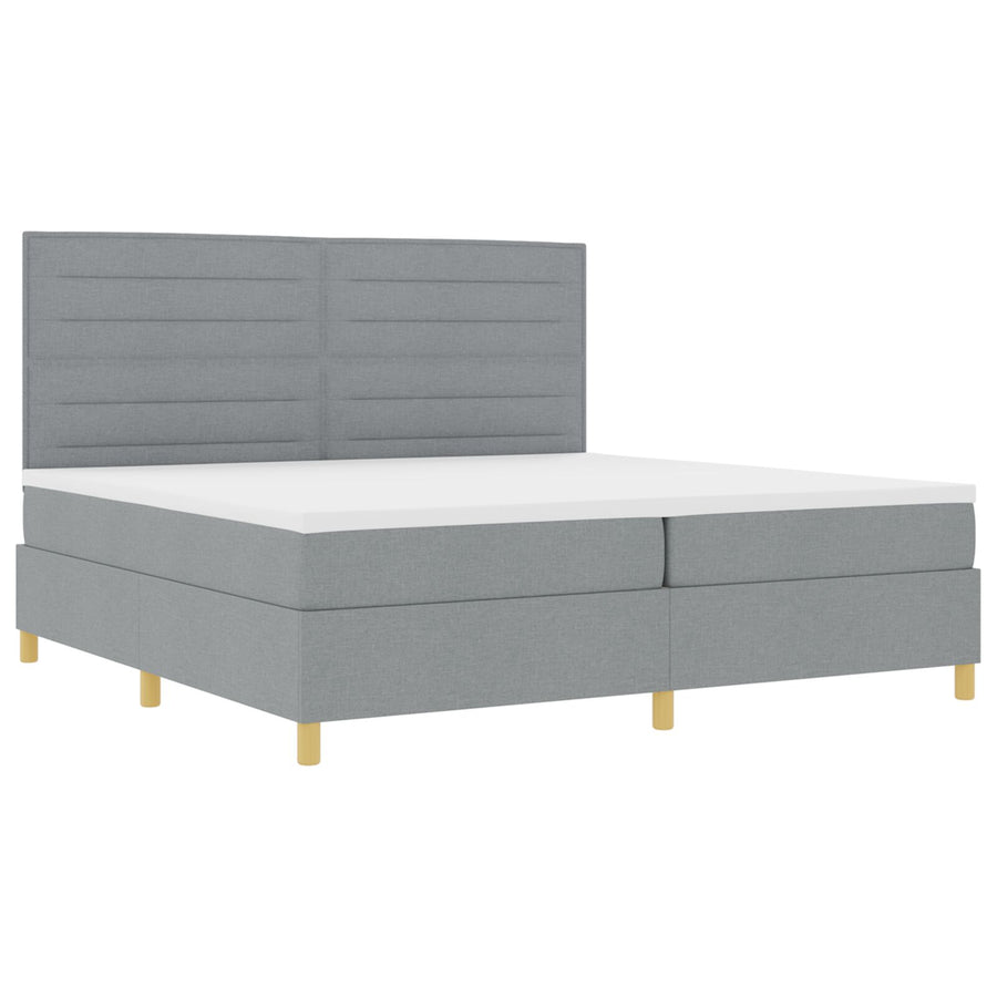 Boxspring Bed Met Matras Lichtgrijs 200X200 Cm Stof Blauw