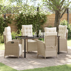Tuinstoelenset 5-delig polyrattan beige