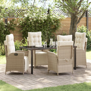Tuinstoelenset 5-delig polyrattan beige