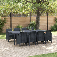 9-Delige Tuin Eettafel Set Anthraciet Poly Rattan