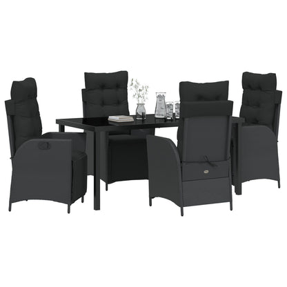 5-Delige Tuin Eet Set Zwart Poly Rattan