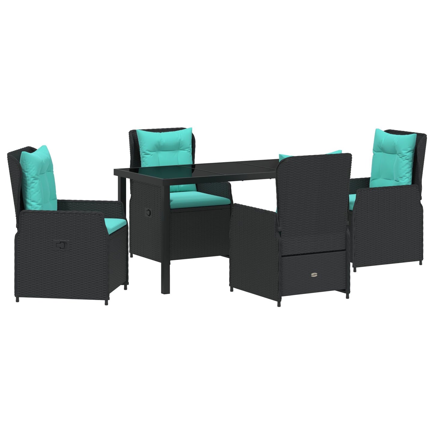 5-Delige Tuin Eetset Zwart Poly Rattan
