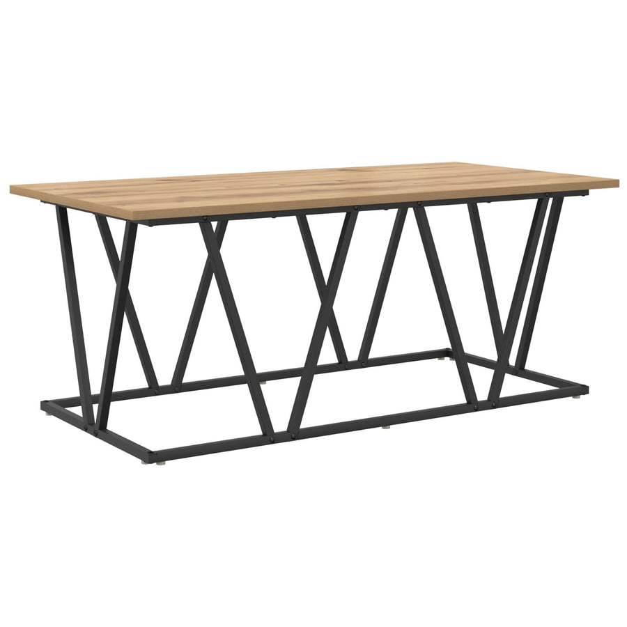 Salontafel Artisan Eiken 100X50X40 Cm Gemaakt Van Hout En Metaal Ambachtelijk eiken