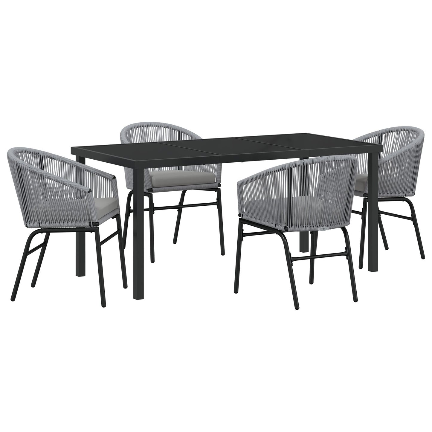 5-Delige Tuin Eetset Grijs Poly Rattan
