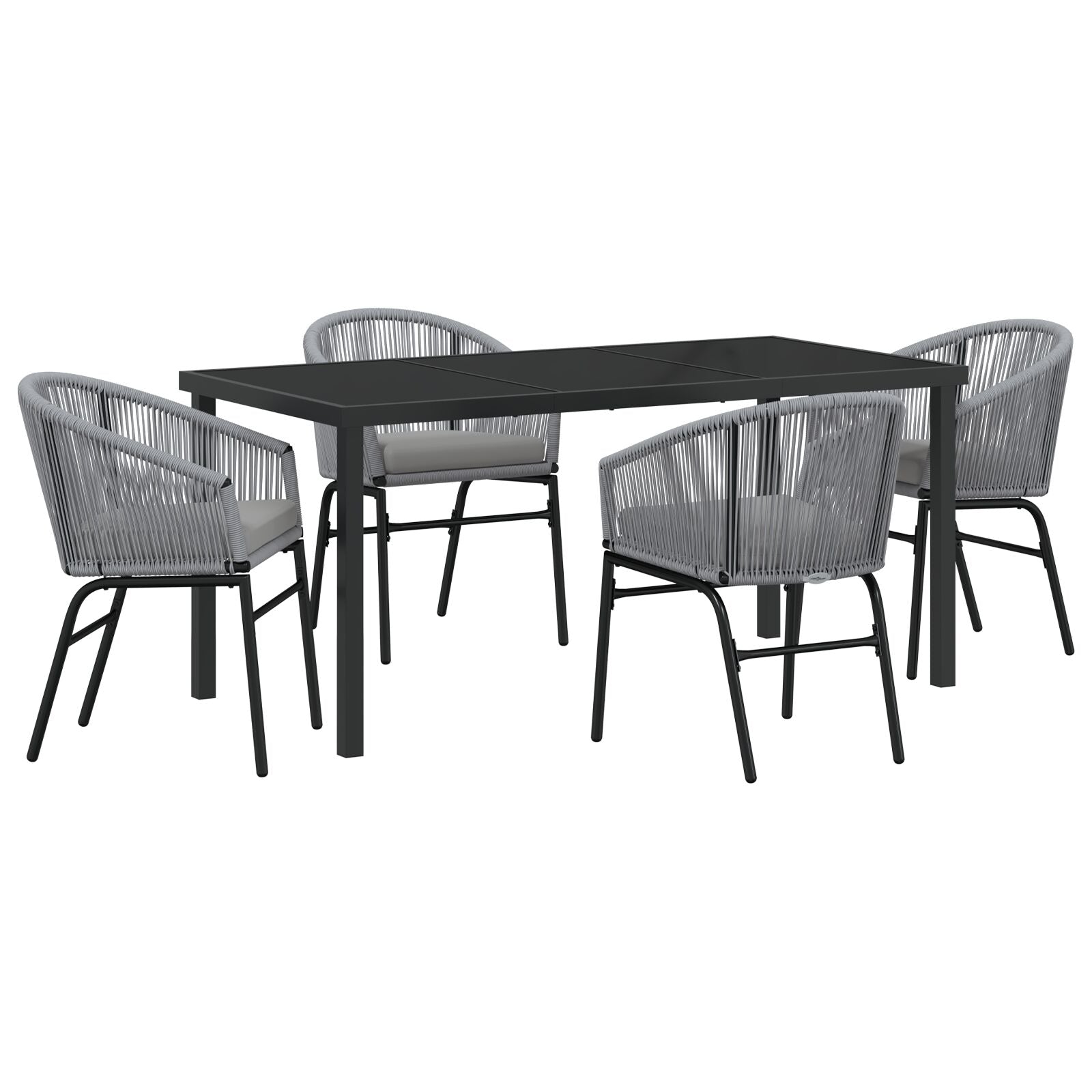 5-Delige Tuin Eetset Grijs Poly Rattan