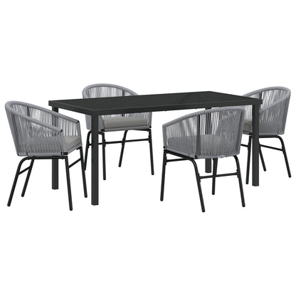 5-Delige Tuin Eetset Grijs Poly Rattan