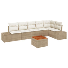 7 Delig Tuinbankstel Met Kussens Beige Poly Rattan Acacia