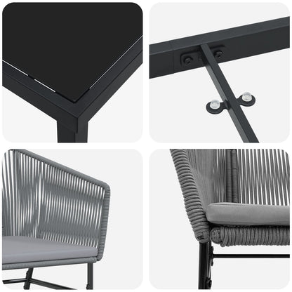 Set Van 3 Grijs Pe Rattan, Gepoeerd Staal Standaard Duurzaam