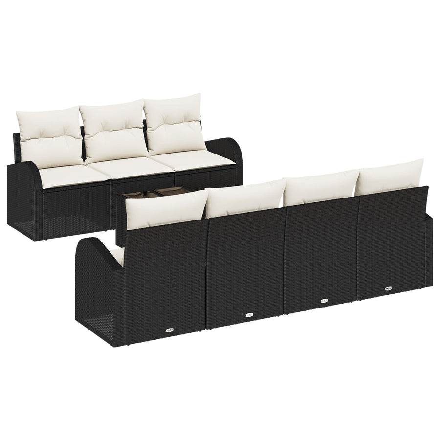 8 Delige Tuin Sofa Set Met Kussens Zwart Poly Rattan