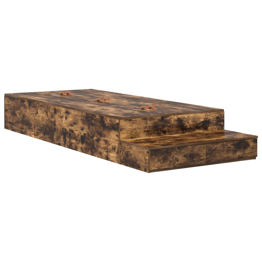 Opbergbedframe Gerookt Eiken Bewerkt Hout 236.5 X 100 X 31.5 Cm Artisanaal Eiken