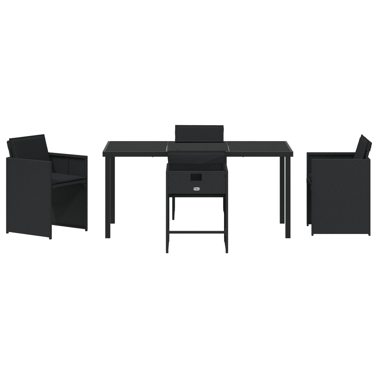5-Delige Tuinset Met Kussens Zwart Poly Rattan