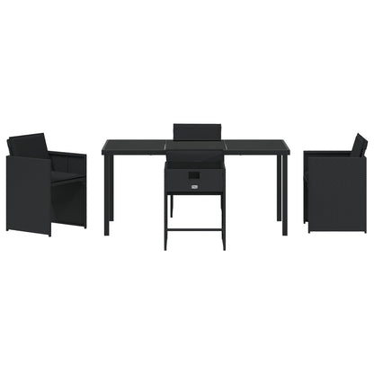 5-Delige Tuinset Met Kussens Zwart Poly Rattan