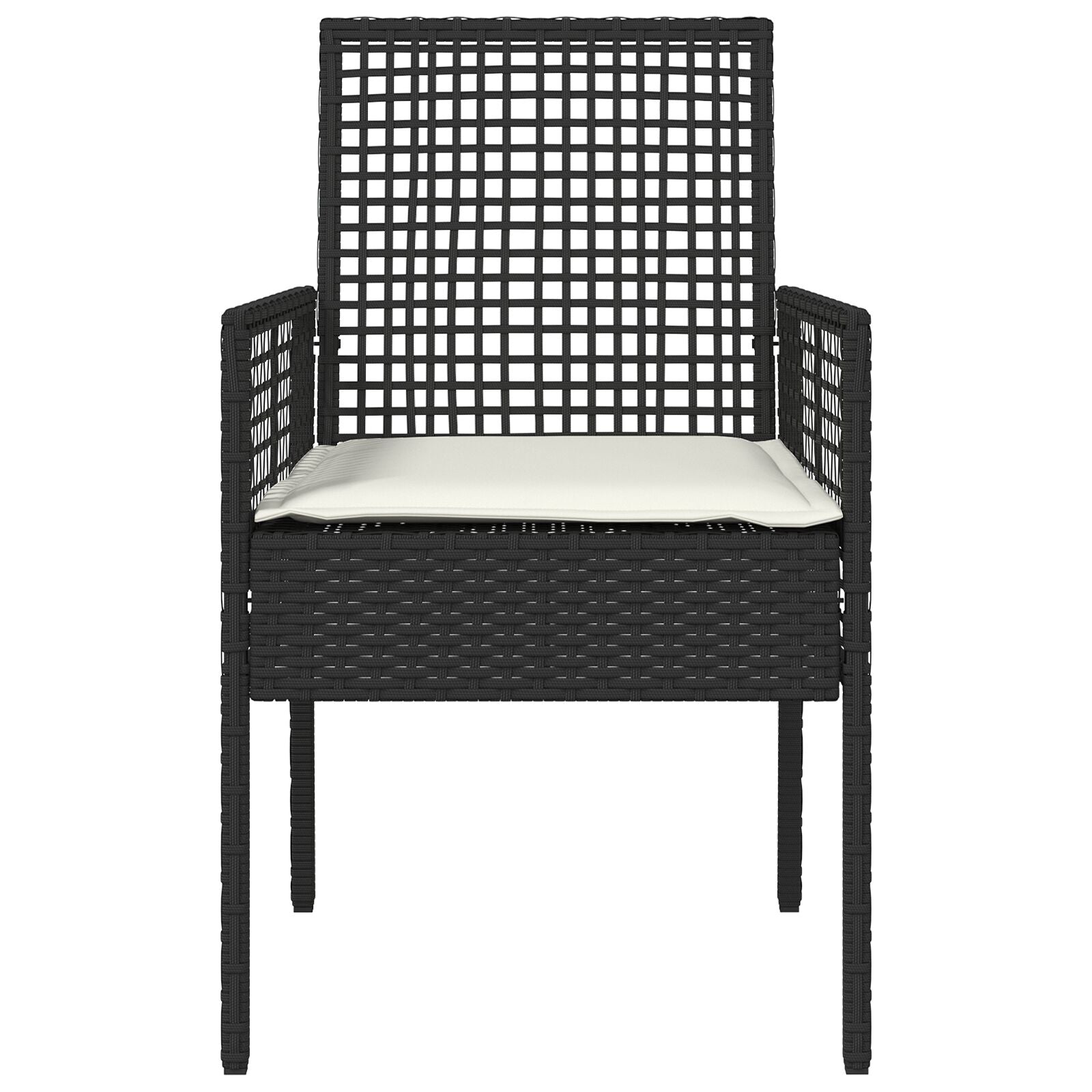 Tuinstoelen 2 Stuks Met Kussens Poly Rattan Zwart en crème