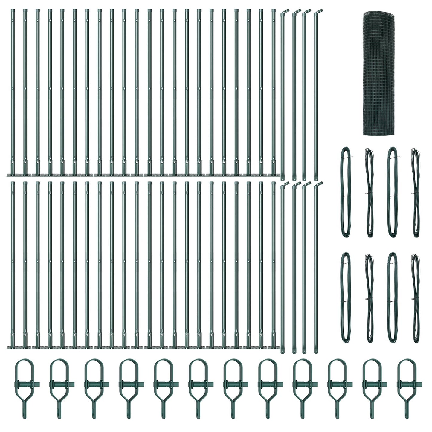 Gelast Draadhek Met 13 Flangende Palen Groen 0,4X100 M Staal Gegalvaniseerd Staal