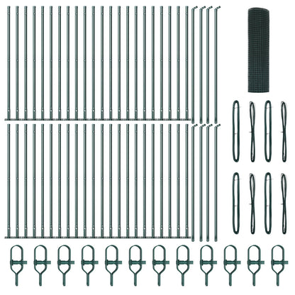 Gelast Draadhek Met 13 Flangende Palen Groen 0,4X100 M Staal Gegalvaniseerd Staal