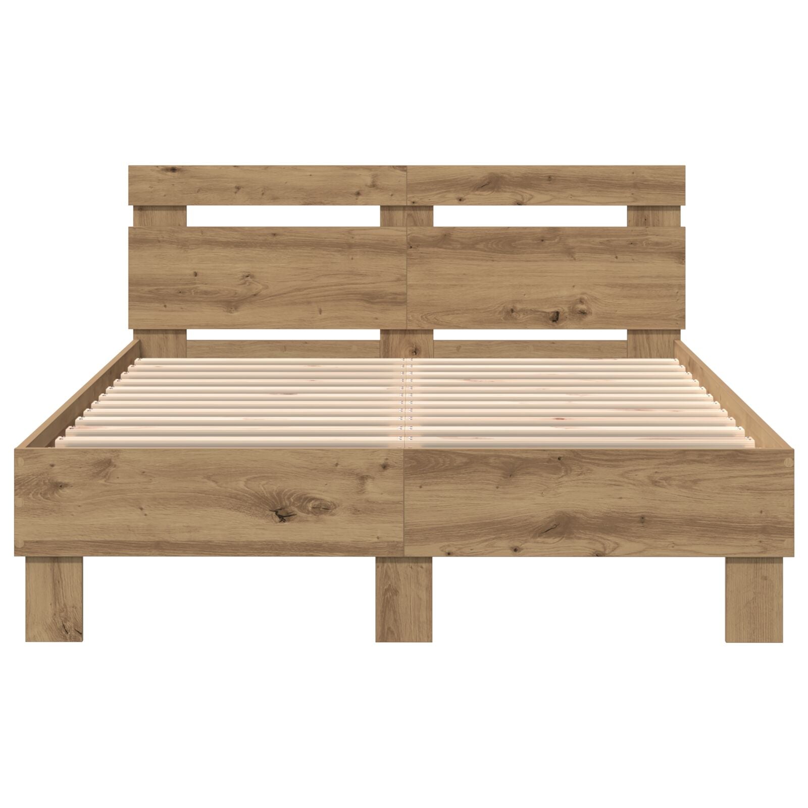 Eiken Bedframe Massief Eikenhout Ambachtelijk Eiken 135 x 190 cm