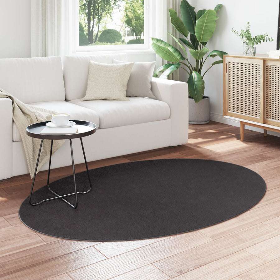 Vloerkleden Wol Vloerkleed Rond Anthraciet 120 x 170 cm