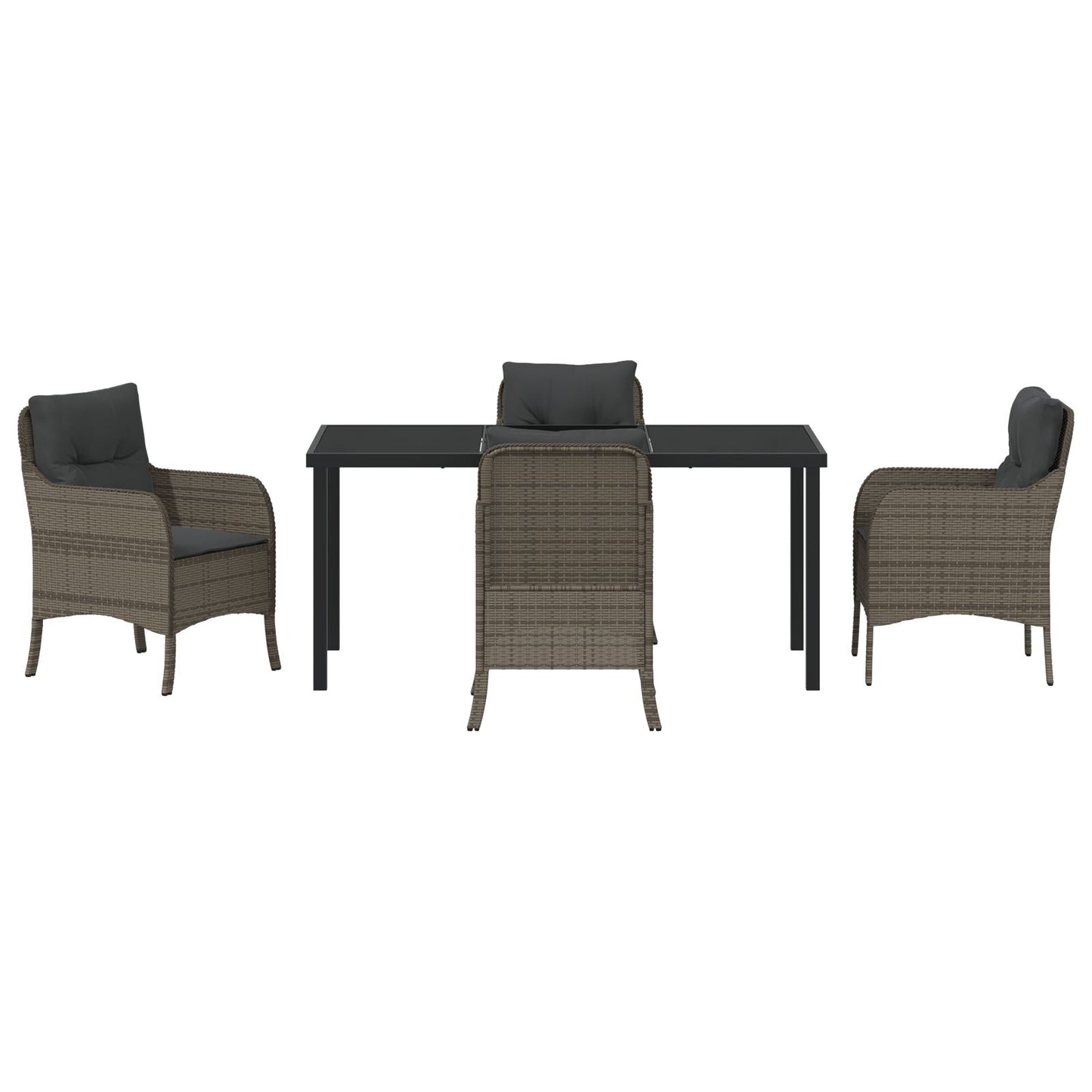 5-Delige Tuindinerset Met Kussens Grijs Poly Rattan