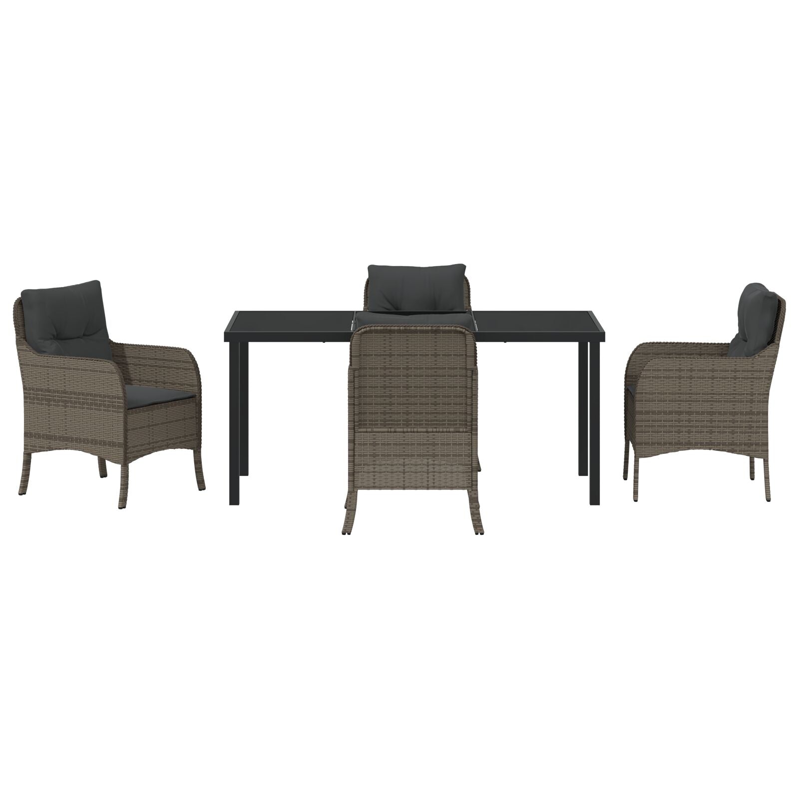 5-Delige Tuindinerset Met Kussens Grijs Poly Rattan