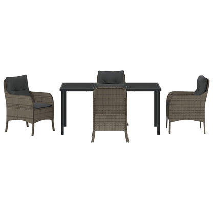 5-Delige Tuindinerset Met Kussens Grijs Poly Rattan