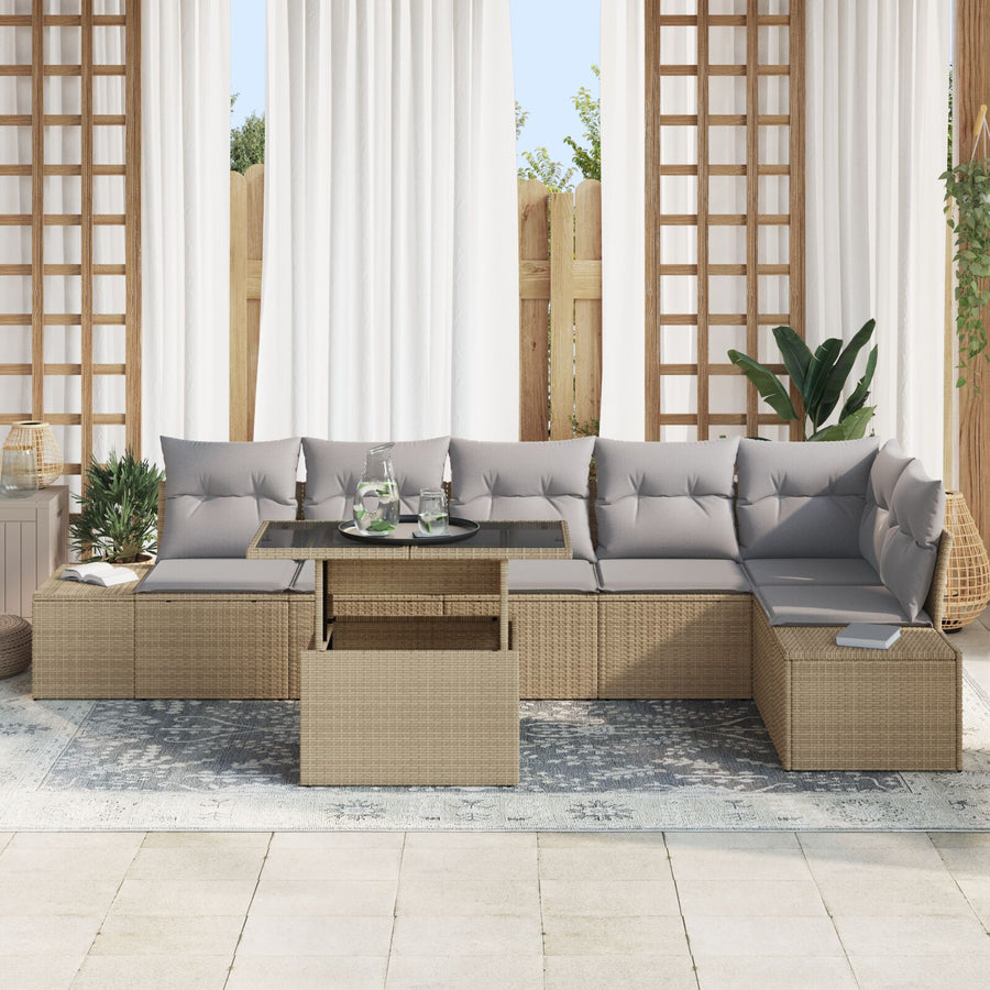 Tuin Sofa Set 7-Delige Set Beige En Grijs