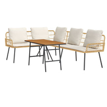 2-Delige Tuinbankset Met Kussens Van Poly Rattan Natuurlijk Bank + tafel