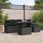 Garden Sofa Set with cushions 6 pcs Black poly rattan