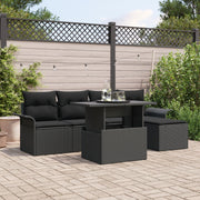 Loungeset poly rattan 6-delig zwart