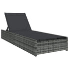 Ligstoel poly rattan grijs 200x70x75 cm