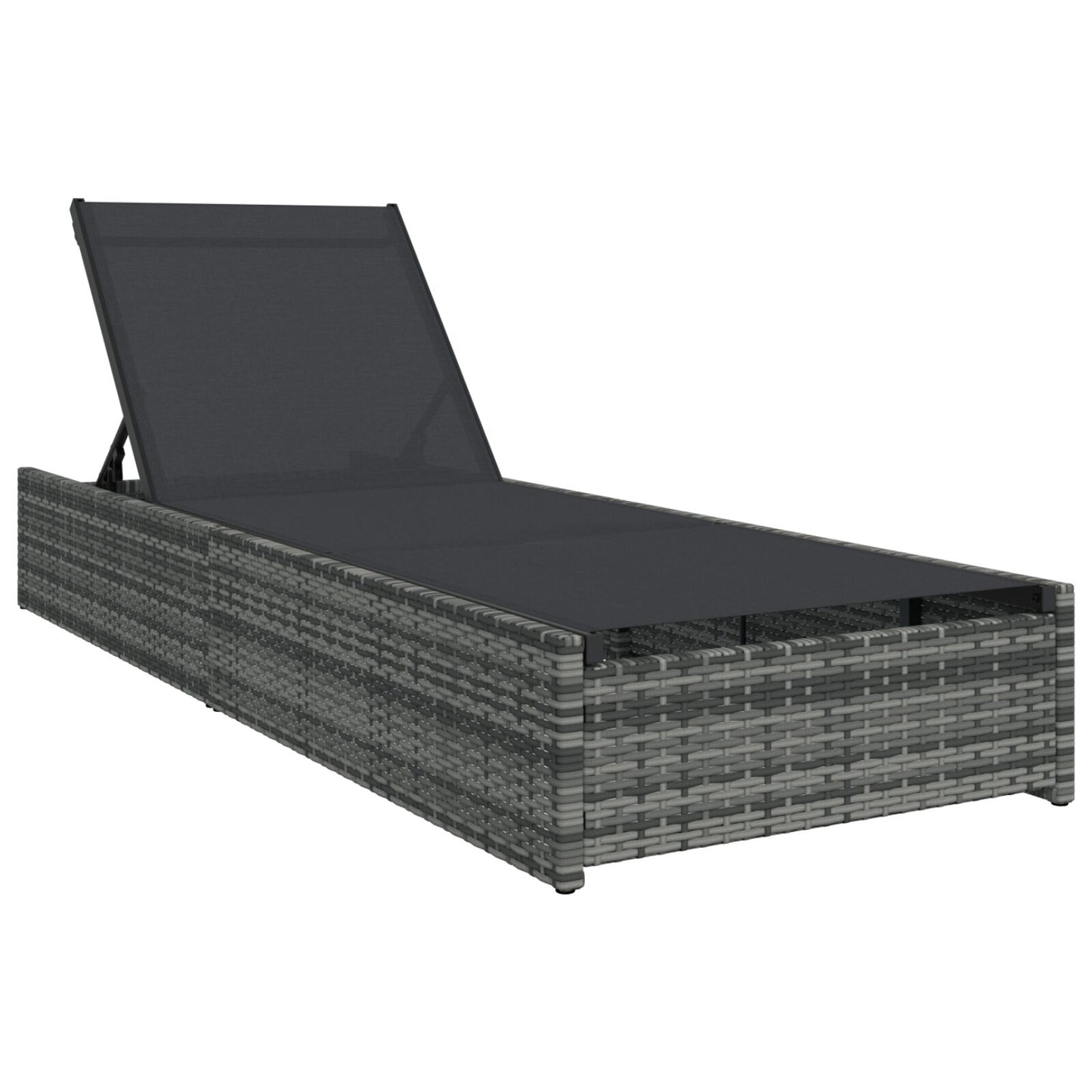 Zonnebed 60X200X27 Cm Poly Rattan Grijs