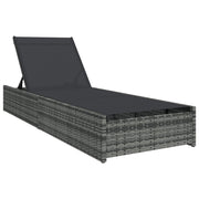 Ligstoel poly rattan grijs 200x70x75 cm