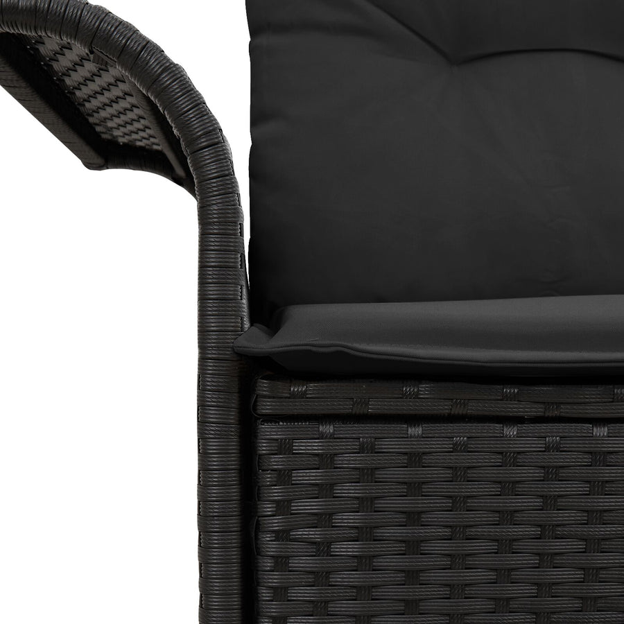 2-Zits Tuin Sofa & Kussens Poly Rattan Zwart met opslag