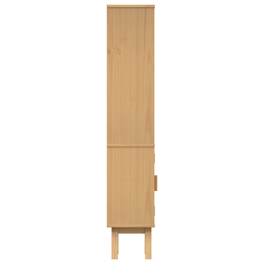 Badkamerkast Bruin 35X30X159 Cm Massief Grenenhout Geel