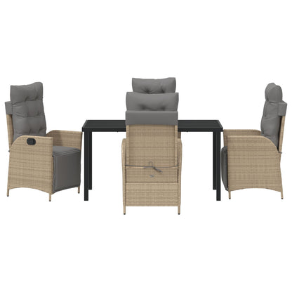 5-Delige Tuin Eettafel Set Beige Poly Rattan