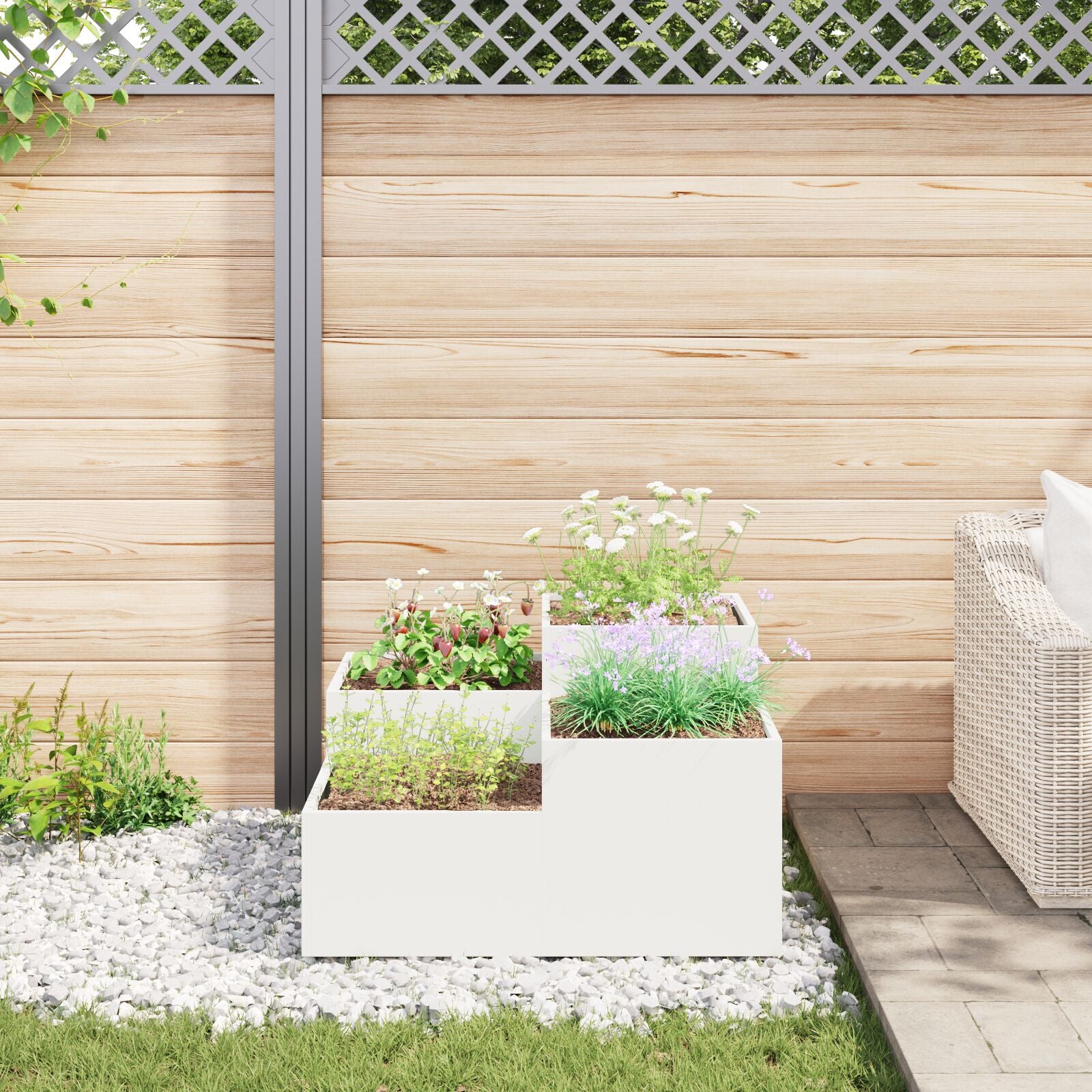 Tuin Planter Te Staal Wit 100 x 100 x 48 cm