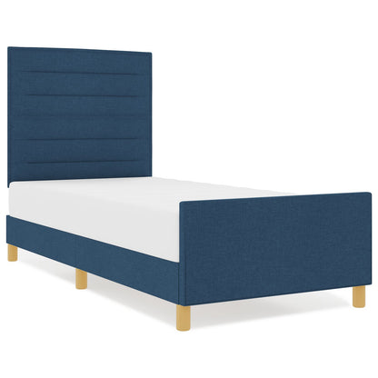 Blauw Stoffen Bedframe 80X200 Cm Crème